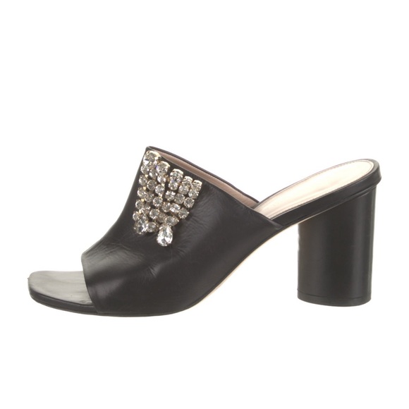 Stuart Weitzman Black High Heel Slides with Crystal Embellishment W 9M - Picture 2 of 7